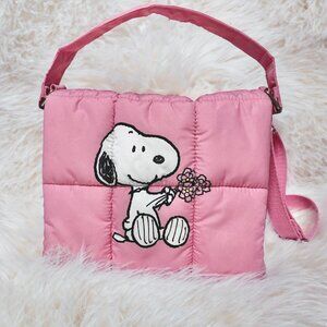 Peanuts Snoopy Pink Puffer Crossbody Bag with Strap